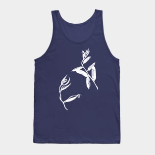 White outline on a white background. Author's drawing of a plant. Tank Top